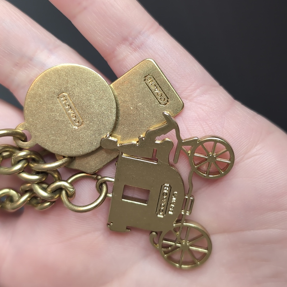 Coach Gold Tone Carriage Charm Bracelet - Picture 7 of 10